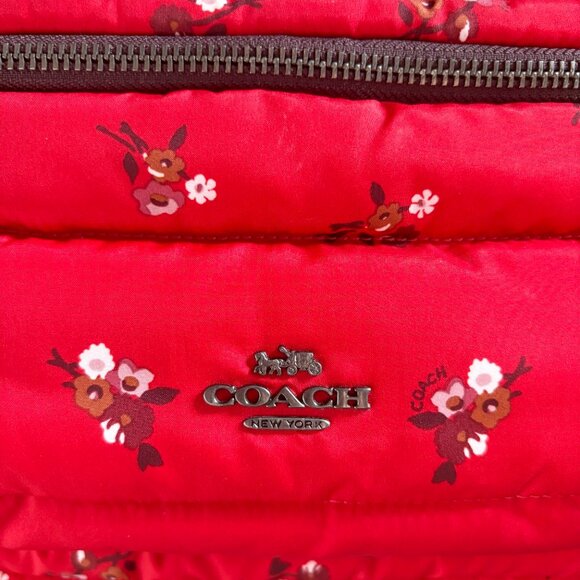 Coach Quilted Puffer Charlie Backpack in Red "Baby Bouquet" Floral Print F30667 - Picture 3 of 14